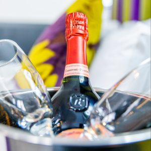 image of a bottle of champagne in an ice bucket